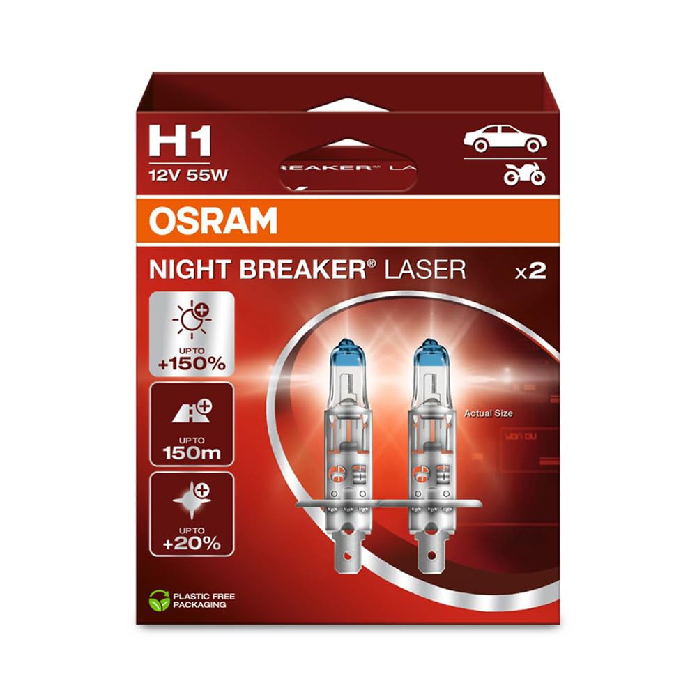 Image of Scheinwerferlampen Osram Night Breaker Laser H1 Duobox