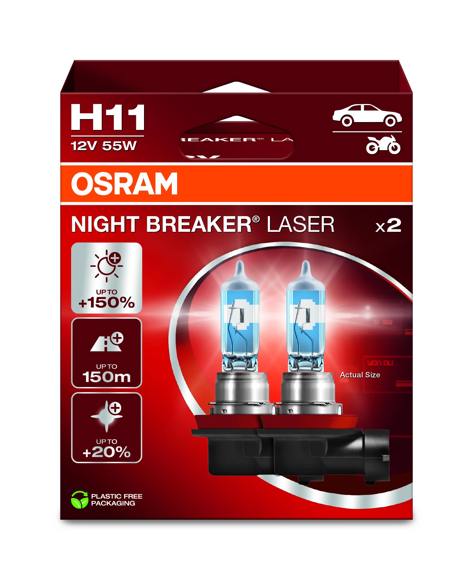 Image of Scheinwerferlampen Osram Night Breaker Laser H11 Duobox