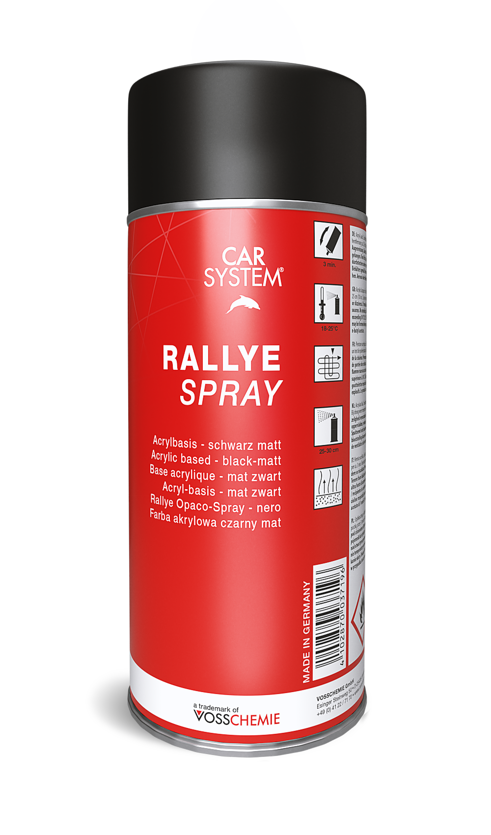 Peinture Car System Rallye Spray Noir Mat 400ml
