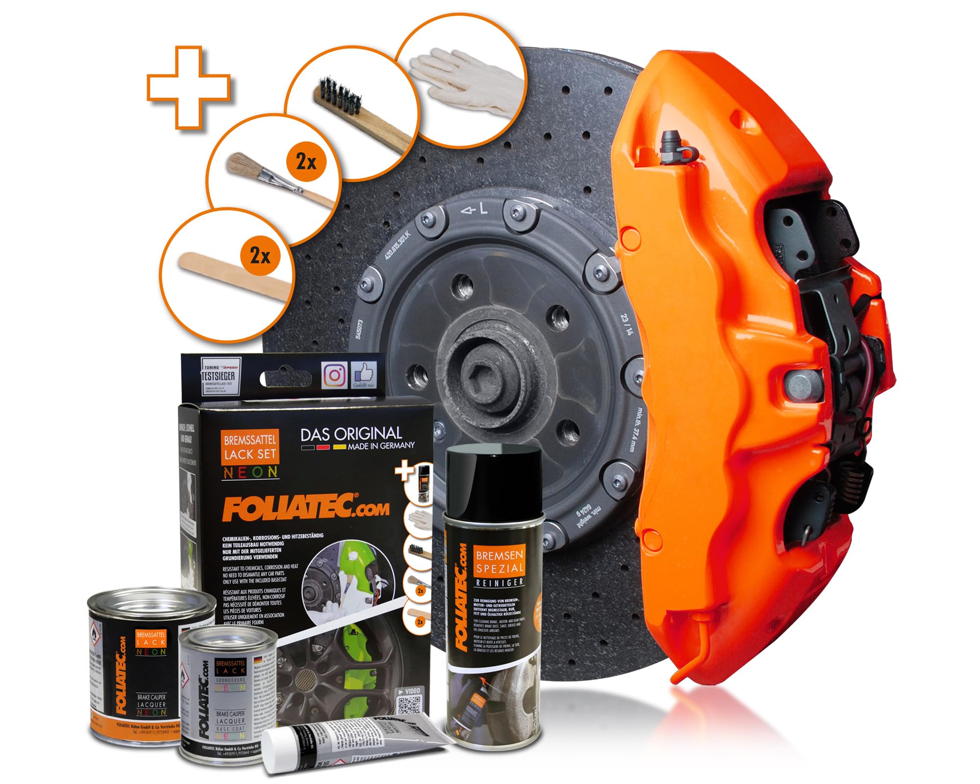 Image of Foliatec Neon Orange Bremssattellack-Set 125ml