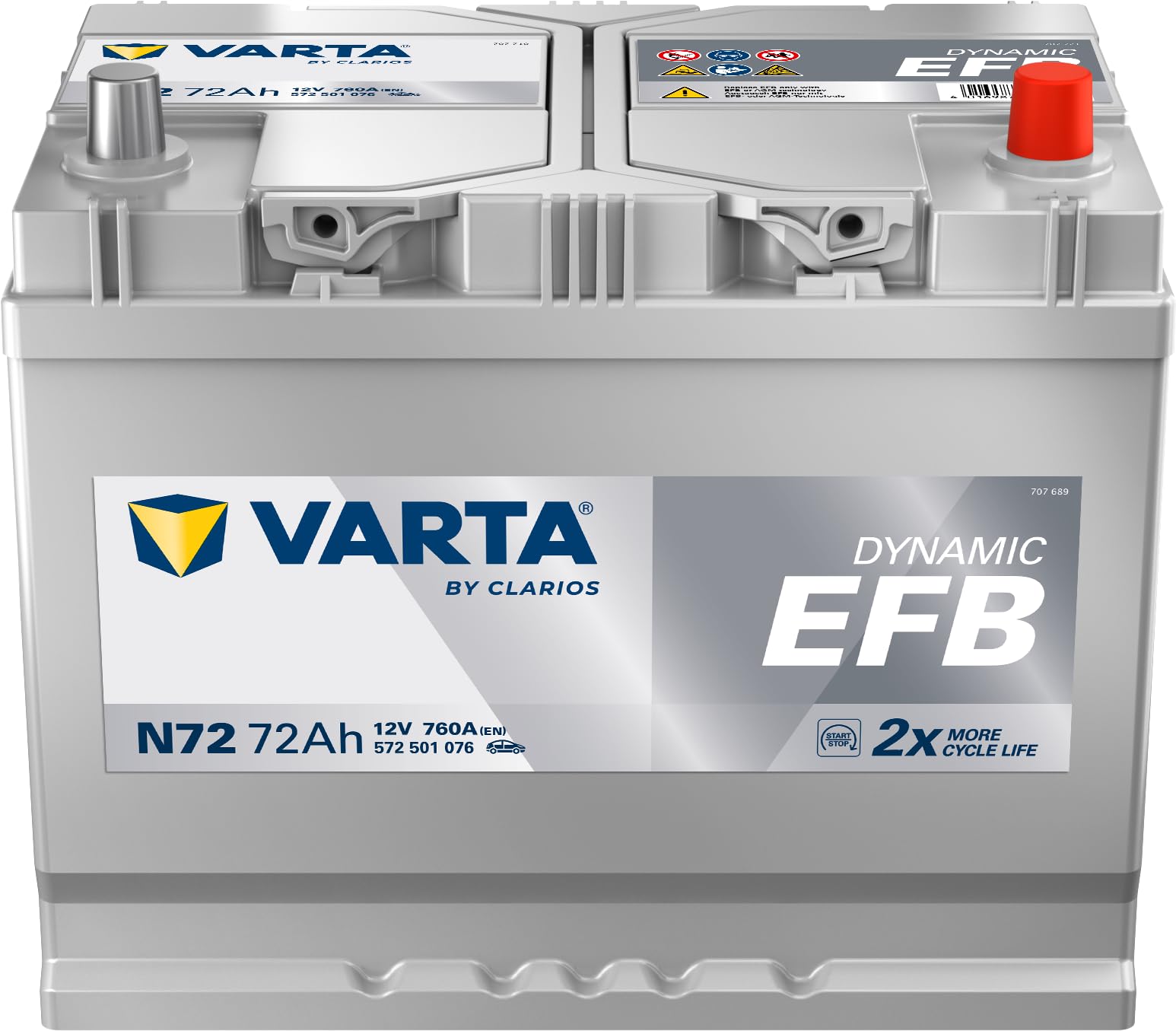 Image of Autobatterie Varta N72 Dynamic EFB 12V 72Ah 760A