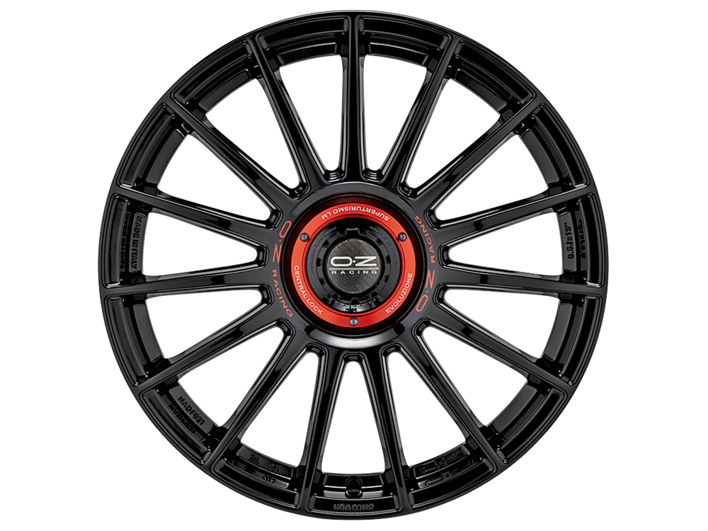 Felgen OZ SUPERTURISMO EVOLUZIONE 8.0x18 5x114.3 ET45 Gloss Black + Red Lettering