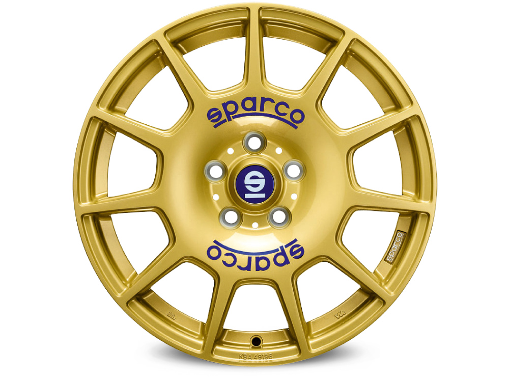 Image of Felgen Sparco TERRA 7.5x17 5x100 ET48 Race Gold Blue Lettering
