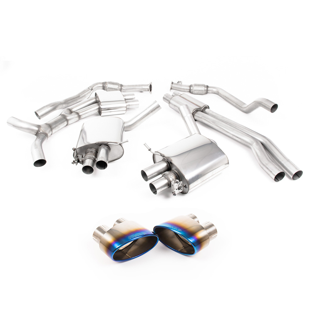 Image of Cat-Back Milltek 2.75" Burnt/Blue Titanium Tips