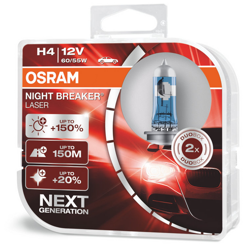 Ampoules Hallogènes Osram Night Breaker Laser H4 DuoPack pour