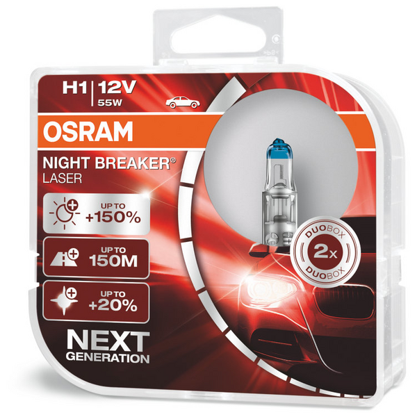 Ampoules Hallogènes Osram Night Breaker Laser H1 DuoPack pour