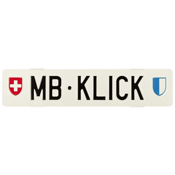 MB Klick Nummernrahmen Rahmenlose Kennzeichenhalter Weiss (Langformat)