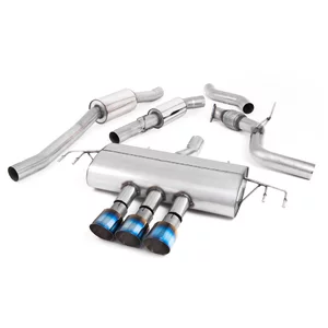 Catback Milltek Resonated 3" Triple  GT-100 Burnt/Blue Titanium pour HONDA CIVIC X Berline bicorps trois ou cinq portes (FC_, FK_)  2.0 Type-R (FK8) 320cv