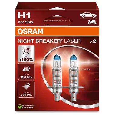 Scheinwerferlampen Osram Night Breaker Laser H1 Duobox 