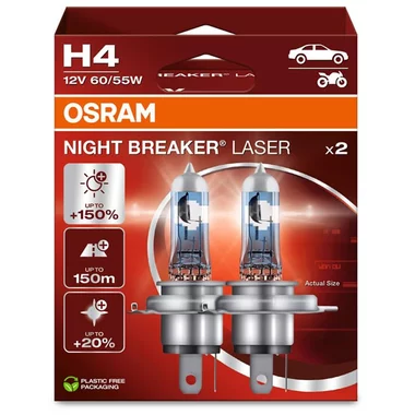 Scheinwerferlampen Osram Night Breaker Laser H4 Duobox 