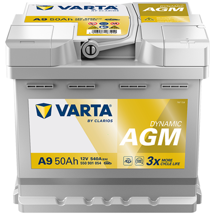 Autobatterie Varta A9 Dynamic AGM 12V 50Ah  540Afür VW ID.3 (E11, E12)  Pro 145ps 