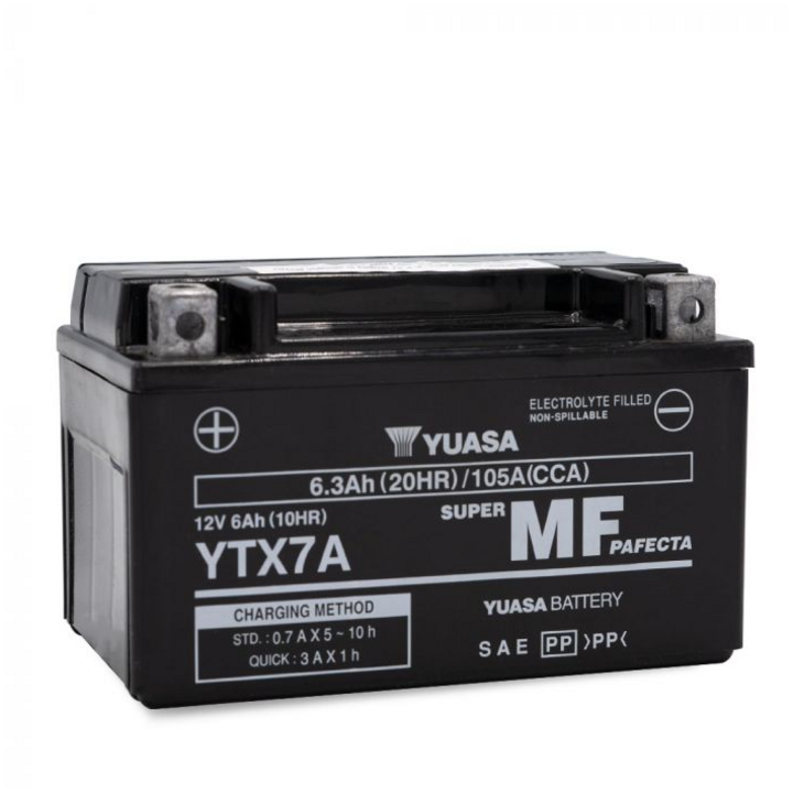 Batterie Moto Yuasa YTX7A  12V 6.3Ah  pour SYM ORBIT  Orbit III 50 2kW 2022- 