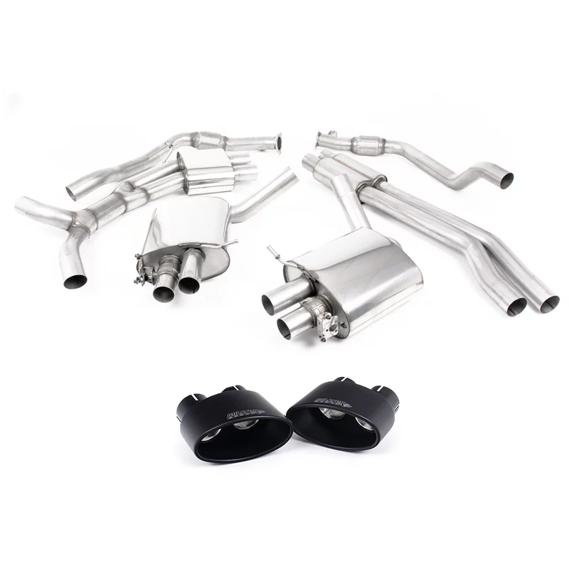 Image of Cat-Back Milltek 2.75" Cerakote Black Tips für AUDI A4 B9 Avant (8W5, 8WD) RS4 TFSi quattro 450 PS