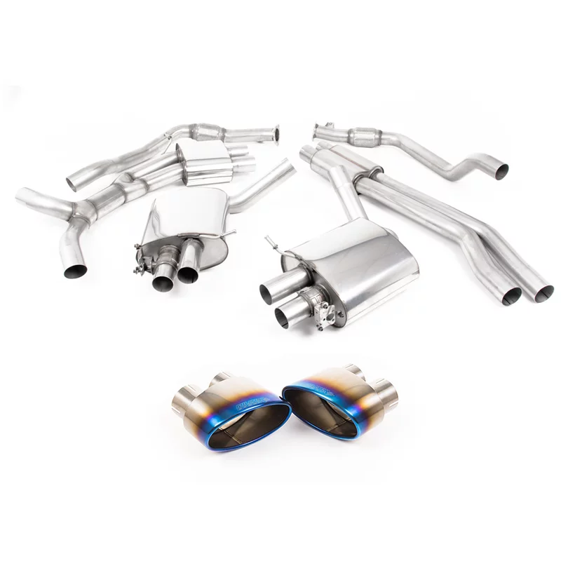 Image of Cat-Back Milltek 2.75" Burnt/Blue Titanium Tips für AUDI A4 B9 Avant (8W5, 8WD) RS4 TFSi quattro 450 PS