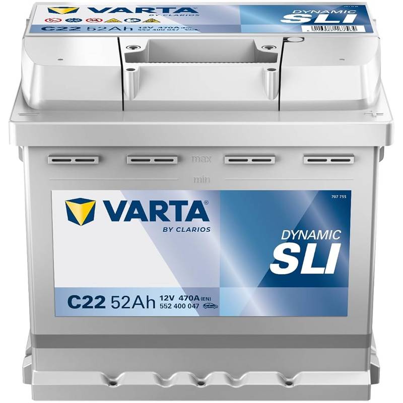 Autobatterie Varta C22 Dynamic SLI 12V 52Ah  470A für DACIA SANDERO  1.4 (BS0C, BS0A, BS0G, BS1F, BS0E) 75ps