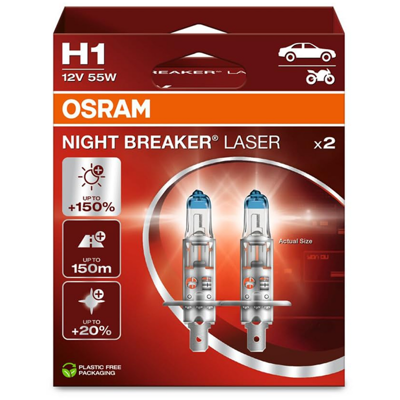 Ampoules Hallogènes Osram Night Breaker Laser H1 Duobox  pour BMW 3 Compact (E36)  318 ti 140cv