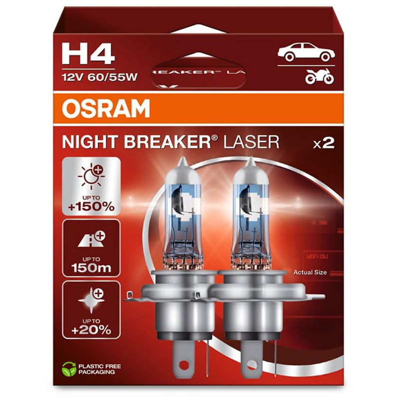 Ampoules Hallogènes Osram Night Breaker Laser H4 Duobox  pour MINI MINI (R56)  Cooper 122cv