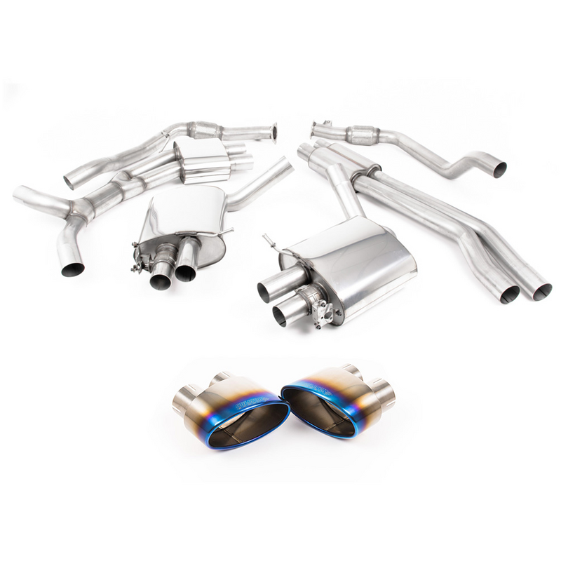 OPF-Back Milltek  2.75" Burnt/Blue Titanium Tips für AUDI A4 B9 Avant (8W5, 8WD)  RS4 TFSI quattro 470ps
